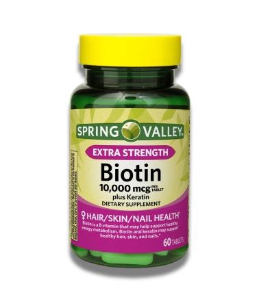 KP+ Biotin 10 000 mcg + Keratin | Supports Hair Skin & Nail Health | Gluten Free | 60 Tablets | Pack of 1