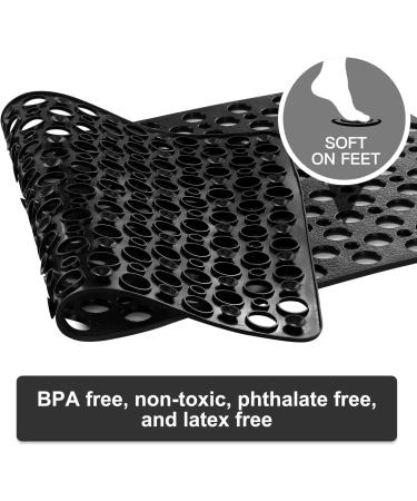 YINENN Non Slip Bath Shower Mat | Machine Washable, Latex and Phthalate Free | Soft Bathroom Mat with Suction Cups and Drain Holes | 30 x 17 Inch, Black - Buy Online on GoSupps.com