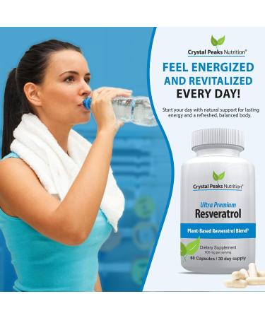 CRYSTAL PEAKS NUTRITION 100% Natural Resveratrol Supplement - Trans-Resveratrol Supports Aging - Antioxidants Supplement Promotes Immune System & Joint Support (60 Capsules) - Buy Online on GoSupps.com