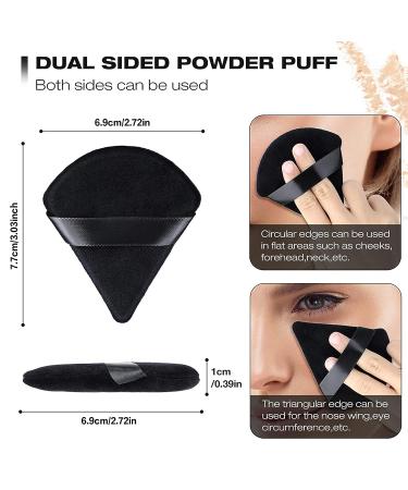 4Pcs Pure Cotton Triangle Makeup Puff Set - Black Velour Sponge for Face & Body Powder - Buy Online on GoSupps.com