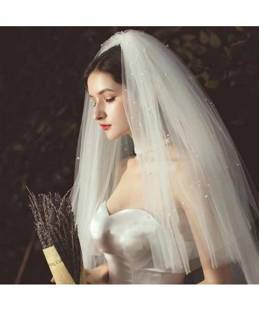 Umimiss Bridal Veil White Pearl Hair Clip-Bride To Be Bridal Pearl Veil Hen Party Veil Bride To Be Decorations Bachelorette Party Accessories Bride Headband And Veil Bride To Be Headband Wedding Veil - Buy Online on GoSupps.com