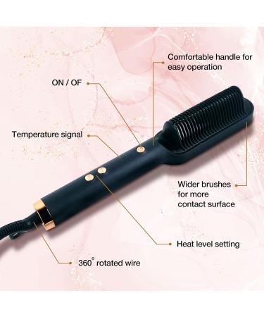 Black Hair Straightener Brush - Ionic Hair Styling Tool Fast Heating 5 Temp Settings Anti-Scald & Auto-Off Safety - Professional Hair Care for Women - Buy Online on GoSupps.com
