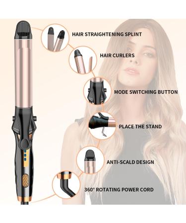 2 in 1 Curling Iron & Straightener - Ceramic Ionic Hair Curler with Adjustable Temperature - Travel Mat Included - Buy Online on GoSupps.com