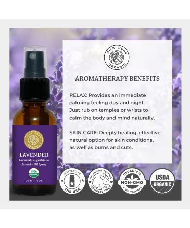 Organic Lavender Essential Oil Spray - 100% Pure USDA Certified Aromatherapy for Calming and Relaxation - 1 oz by Silk Road Organic - Buy Online on GoSupps.com