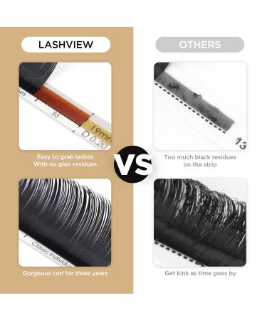 Lashview C-Bend 12mm 0.20 Strength Artificial Eyelash Extensions | Dense Natural Semi-Persistent | Professional Eye-Catching Applications - Buy Online on GoSupps.com
