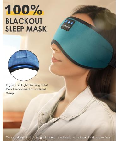 LC-dolida Bluetooth Sleep Mask with Headphones | 10-14 Hours Playtime | 100% Blackout Eye Covers | Zero Pressure Eye Mask | Includes Travel Bag and Earplugs - Turquoise Blue - Buy Online on GoSupps.com