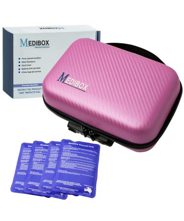 Lockable Insulin Cooler Travel Case Insulated Diabetic Bag with Extra Large 4X 180g Gel Ice Packs & Extended Cooling Time for Insulin Pen Diabetic Supplies Insulin Travel Case TSA Approved (Pink)