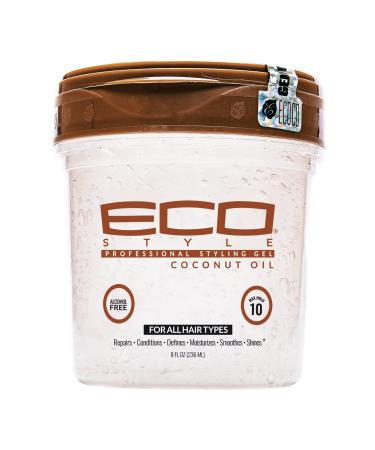 Eco Style Coconut Oil Styling Gel - Adds Luster and Moisturizes Hair - Weightless Styling and Superior Hold - Prevents Breakage and Split Ends - Promotes Scalp Health - Ideal for all Hair - 8 oz 8 Fl Oz (Pack of 1)