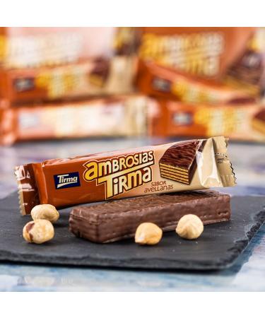  Tirma Tirma Pack of 14 Waffle Bars with Whole Milk Chocolate - Filled with Hazelnut Cream - 301g - Delicate Cream Filling - Vegetarian - Individually Wrapped - Perfect as a Party Snack - Buy Online on GoSupps.com