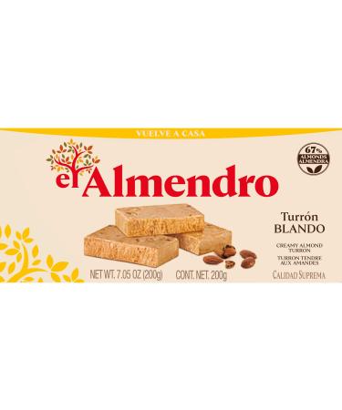 El Almendro -Turron Blando - Nougat with roasted almond and honey - highest quality - 200G (no gluten) - Spanish Nougat / Spanish Turron