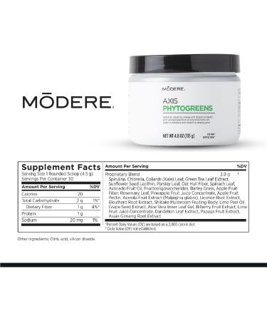 Modere PHYTOGREEN Powder - Daily Greens Wellness Formula Easy to Mix Plant-Based Blend for Everyday Routines Convenient Canister - 135 g - Buy Online on GoSupps.com