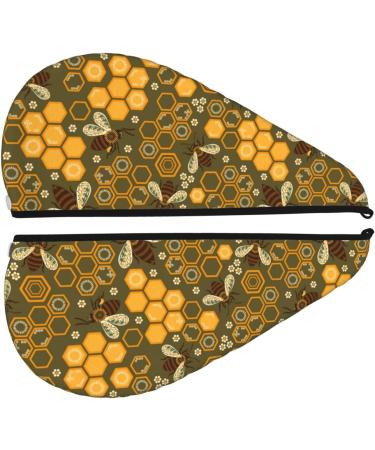 Bees and Honeycombs Microfiber Hair Towel - Soft Super Absorbent Coral Velvet Wrap for Long Curly & Thick Hair | Quick Dry Hair Cap - Buy Online on GoSupps.com