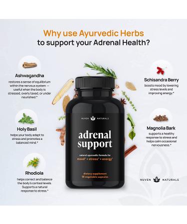 Adrenal Support Supplement with Ashwagandha, Rhodiola Rosea, and Holy Basil - Natural Cortisol Manager for Adrenal Fatigue, Stress Relief, and Health - Buy Online on GoSupps.com