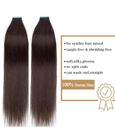 40 Pieces Tape In Hair Extensions - 100% Remy Human Hair - Dark Brown #2 - 30 cm with 10 Free Adhesive Tapes - International Shipping - Buy Online on GoSupps.com