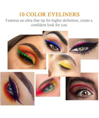 Healvian 10pcs Colored Liquid Eyeliner Waterproof Eyeliner Sweat-proof Eyeliner Pens Cosmetic Pens Plastic - Buy Online on GoSupps.com