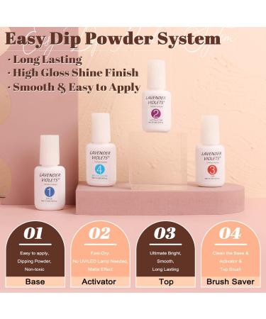 Lavender Violets 20PCS Fast-Dry Dip Powder Nail Kit - Nude Glitter Pink & Brown French Nail Art Set - Manicure Kit with Base Activator, Top Brush Saver - M960 Fuchsia Pink - Buy Online on GoSupps.com