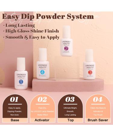 Buy Lavender Violets Dip Powder System - 20 PCs French Nail Starter Kit with Base & Top Coat for Perfect Manicure | Acrylic Powder Color for Nail Art - Buy Online on GoSupps.com