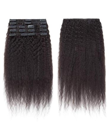Shop Elailite 40cm Afro Clip-In Extensions | Real Remy Hair 115g 8 Parts Set Kinky Straight #1B Natural Black - Buy Online on GoSupps.com
