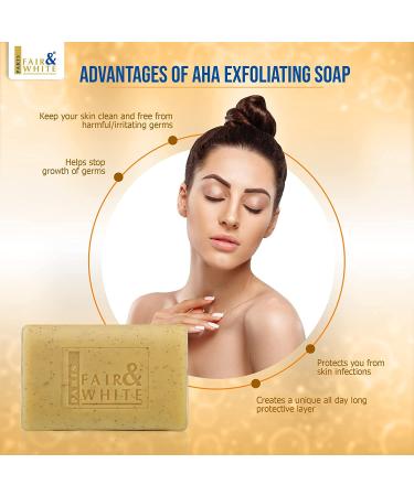 Fair & White AHA Exfoliating Soap 200g - Gentle Exfoliation for Brighter Skin - Buy Online on GoSupps.com