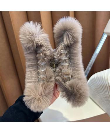 Cute Plush Hair Clips Fluffy Hair Clips Thick Hair Big Paw Clips Plush Hair Clips for Most Women (khaki L) khaki L - Buy Online on GoSupps.com