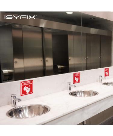 iSYFIX Hand Sanitizer Signs Stickers - 4 Pack 6x6 Inch - Premium Red Vinyl Labels - Weatherproof for Indoor & Outdoor Use - Buy Online on GoSupps.com
