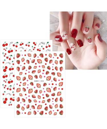 JMEOWIO 12 Sheets Fruit Nail Art Stickers Decals Self-Adhesive Strawberry Watermelon Lemon Nail Supplies Nail Art Design Decoration Accessories - Buy Online on GoSupps.com