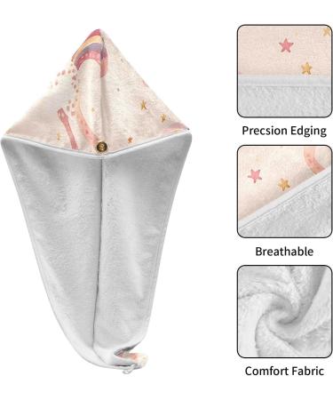 Unicorn Rainbow Pink Hair Towels 2 Pack - Super Absorbent Quick Dry Hair Turbans for Women & Girls - Buy Online on GoSupps.com