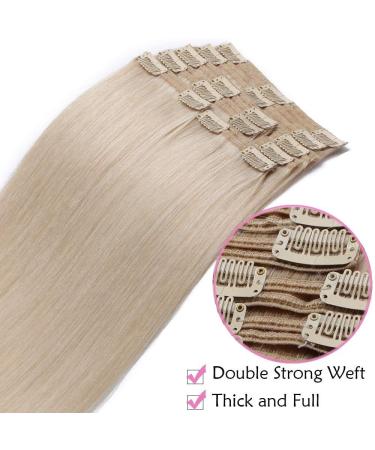SEGO Clip-in Extensions Real Hair - 8 Part Set 100% Remy Bleach #70 18 (45cm) 140g - Perfect for Complete Head Coverage - Buy Online on GoSupps.com