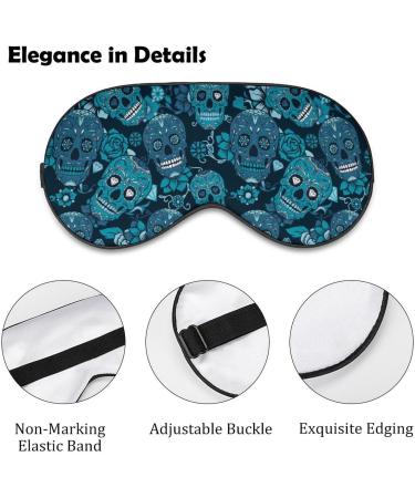 Teal Flower Skull Funny Sleep Mask - Adjustable Elastic Strap for Men and Women - Blackout Eye Shade for Sleeping, Travel, Nap - Cute Design - 1 Count - Buy Online on GoSupps.com