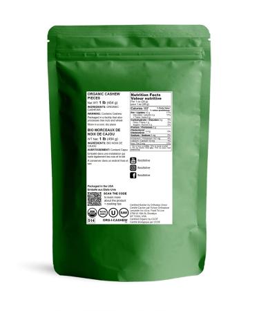 Organic Cashew Pieces 1lb - Non-GMO Kosher Raw Vegan Unsalted Unroasted Bulk - Buy Online on GoSupps.com
