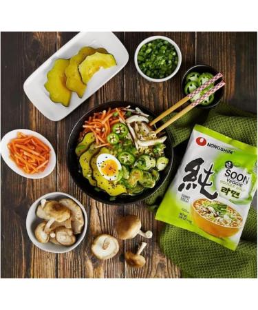 Nongshim Soon Veggie Ramyun Instant Ramen Noodle Soup Halal 112g (Pack of 5) - Buy Online on GoSupps.com