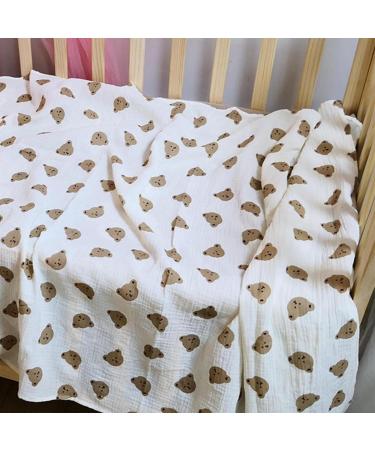 Yissone Baby Swaddle Blanket | Toddler Bear Print Cotton Yarn Stroller Blanket (90x130cm) - Buy Online on GoSupps.com