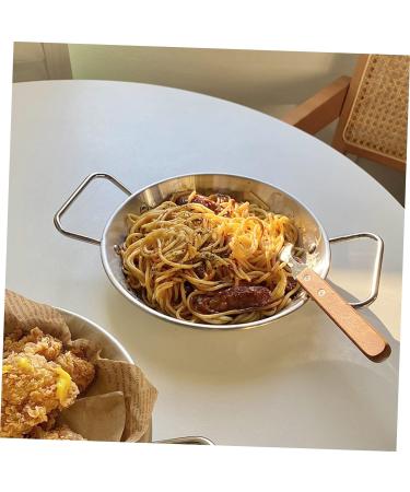 Zerodeko Stainless Steel Pan Wok Frying Pan Camping Dishes Utensils Grilling Pan Pasta Serving Plate Outdoor Grill Pan Steel Frying Pan Non Stick Griddle Pan Sticky Pan Work Flat 31.80X22.00X3.50CM Silver - Buy Online on GoSupps.com