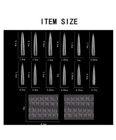 Niceneeded 12 Packs of 144 Clear Acrylic False Nail Tips with Glue - Nail Art Manicure Accessories in 12 Sizes - Buy Online on GoSupps.com