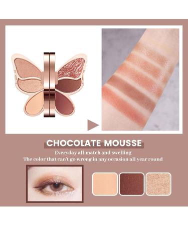 Butterfly Shape Eyeshadow Palette - Professional Nudes Warm Natural Eye Shadows Highly Pigmented | Blendable Natural 6 Colors Eyeshadow Cosmetics Kit Goforwealth Chocolate Mousse Color - Buy Online on GoSupps.com