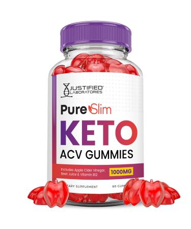 Pure Slim Keto ACV Gummies Advanced Formula 1000MG PureSlim Keto Gummies Apple Cider Vinegar Formulated with Pomegranate Beet Juice Powder B12 Vegan Non GMO 60 Gummys 60 Count (Pack of 1)