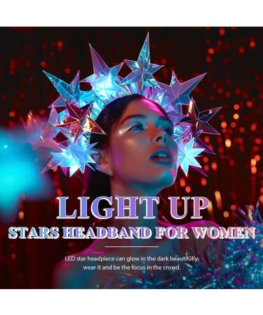 Zoestar Light Up Star Headband Gold LED Stars Headbands Glitter Glowing Headpiece Rave Party Costume Hair Accessories for Women - Buy Online on GoSupps.com