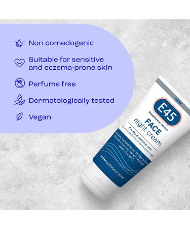 E45 Face Night Cream - Nourishing Night Moisturiser to Restore Skin Barrier For Sensitive Skin & Eczema Prone Skin - Regenerative & Firming Night Cream - Perfume Free - Dermatologist Approved - 50ml - Buy Online on GoSupps.com