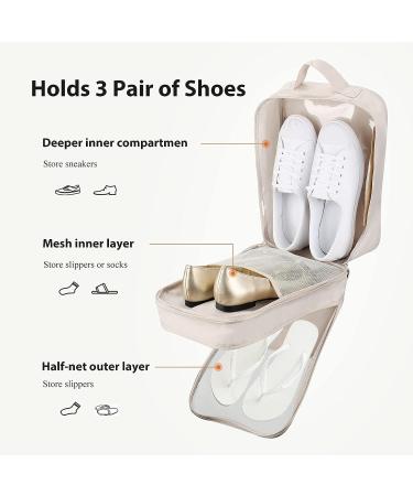 Travel Shoe Bag - Holds 3 Pairs of Shoes, Hezelf Shoe Storage Pouch for Travel & Daily Use - Waterproof Suitcase Shoe Organizer (1Pack-Beige) - Buy Online on GoSupps.com
