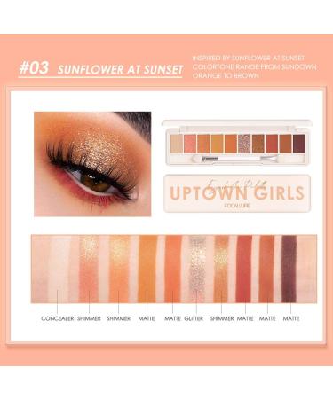 FOCALLURE Sunflower At Sunset Eyeshadow Palette - 10 Colors, Highly Pigmented Matte, Shimmer, Metallic Shades - Long Lasting Waterproof Eye Makeup Palette - Buy Online on GoSupps.com