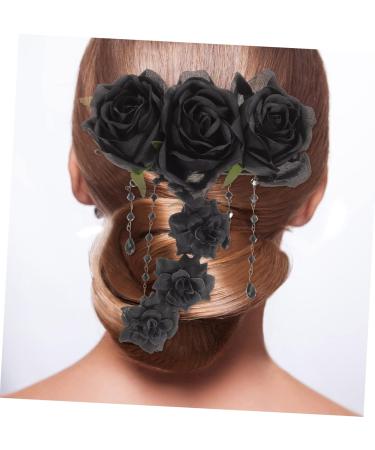 Ipetboom Rose Hair Clip Halloween Hair Accessories Women's Hair Clips Cosplay Hair Accessories Party Hair Accessories Black Headband Tiara Gothic Black Rose Hairpin Gothic Hairpin Girl Gel - Buy Online on GoSupps.com