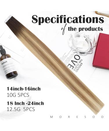 Buy Moresoo Virgin Tape In Extensions - Real Remy Hair Invisible Adhesive Tape #3/8/22 60cm 5 Pieces - Perfect for a Natural Look - Buy Online on GoSupps.com