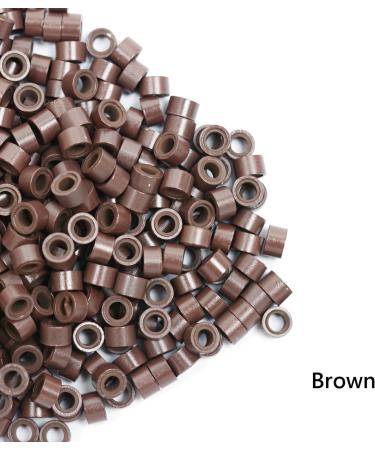 1000pcs 5.0X3.0X3.0mm Silicone Micro Rings Links Beads for Hair Extensions (Brown) 1000 pieces Brown - Buy Online on GoSupps.com