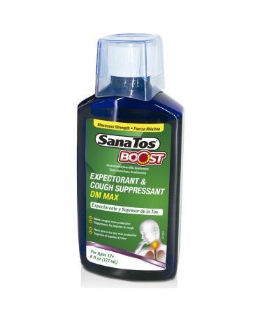 Sanatos Boost Expectorant & Cough Suppressant DM MAX (6 fl oz) | Fast-Acting Relief for Cough & Chest Congestion | for Adults & Teens Ages 12+