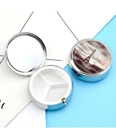 Travel Pill Box with Paris Design | 3 Compartment Portable Pill Organizer for Handbag & Pocket - Buy Online on GoSupps.com