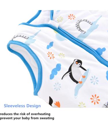 Chilsuessy 2.5 Tog Baby Sleeping Bag | Penguin Family Design | 100% Cotton Nursery Bedding | 130cm/4-6 Years | All Year Round Wearable Blanket - Buy Online on GoSupps.com