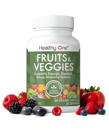 Fruits & Veggies Formula - 27 Premium Whole Foods - Organic Ingredients - Equals 3 Servings of Fruits & Vegetables - Improve Energy Focus & Immune Function - Fiber - Antioxidants - 60ct (30 Serv) 60 Count (Pack of 1)