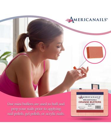 Americanails Mini Orange Buffers - Professional Salon Quality White Buffing Blocks (50 Ct) - Double-Sided 180/240 Grit - Pre-Polish Nail Buffing for Gel, Acrylic & Polish Application - Buy Online on GoSupps.com
