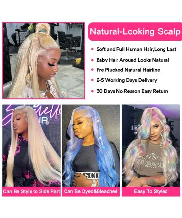 20 Blonde Lace Front Wig Human Hair 13x4 HD Transparent Lace Frontal 10A Brazilian Virgin Hair Pre Plucked with Baby Hair 150% Density - 20 Inch 613 Blonde Wig - Buy Online on GoSupps.com