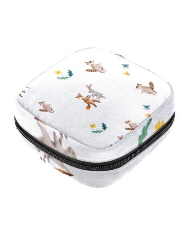 HomeDecorZone Portable Period Kit Bag Feminine Product Pouch for Girls for Pads Bag and Tampons with Zipper Cartoon Animal Multicoloured 14